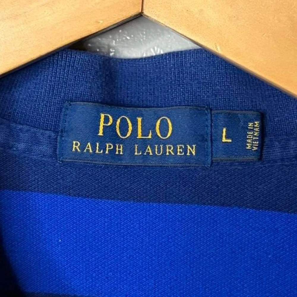 Polo Ralph Lauren striped polo Size L blue preppy classic summer